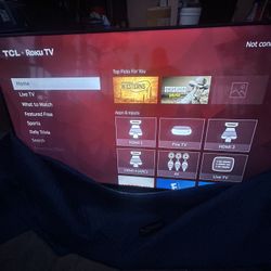 TCL ROKU SMART TV 65”  WITH CONTROL REMOTE AND WALL MOUNT 