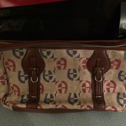 ETIENNE AIGNER LEATHER/CLOTH PURSE