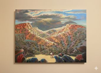Vintage American Indian Painting Signed S. David Mapes 1994 | Large 42” x 31” Original Artwork
