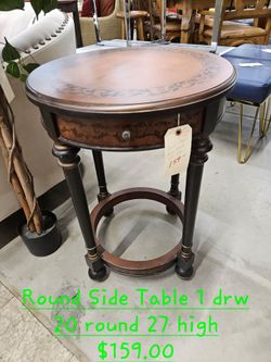 Side Table round 1 drwWe are located at 2811 East Bell road. Another Time Around Furniture.