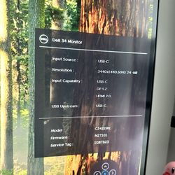 Dell 34” Ultrawide Monitor (C3422WE) – USB-C, WQHD, Built-in Webcam