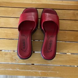 Red Slip On Slides