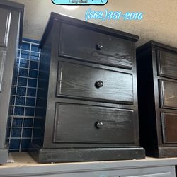 Three Drawer Black Pinewood Dresser Cajonera Comoda Chest New 