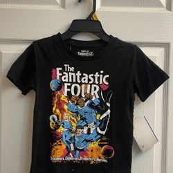 Brand New Boys Black Fantastic 4 Tee Size 5 Kids