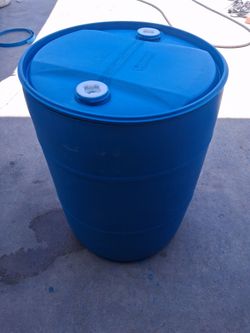 CLEAN, REFURBISHED 55 Gal Plastic Drums HDPE # 2 Barrels Trash Can Water Storage Containers Recycling Rain Barrel Plastic Drums Gray Water Storage