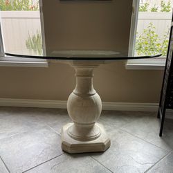 Glass Top Table With Decorative Base 