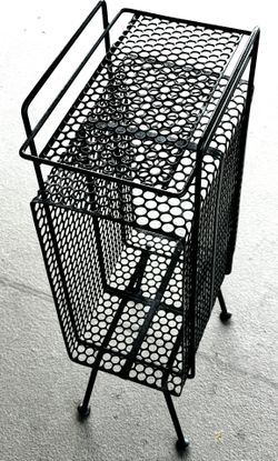 Vintage MCM Richard Galef Style Perforated Metal Mesh Telephone Stand