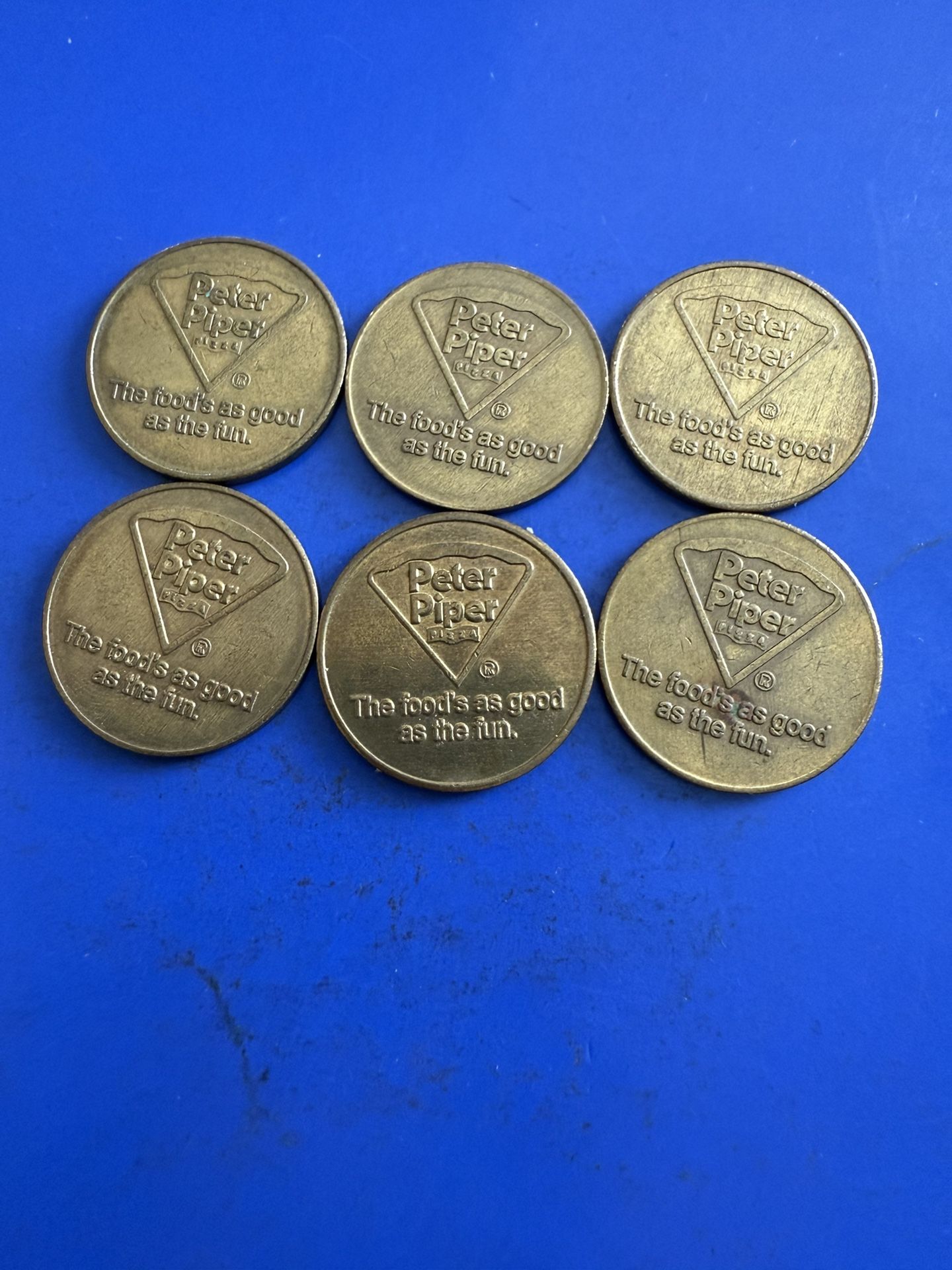 6- Of The Peter Piper Pizza Play Video Arcade Tokens