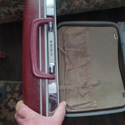 Vintage Suitcase Vintage Samsonite Hard Shell Marbled Burgundy Luggage 