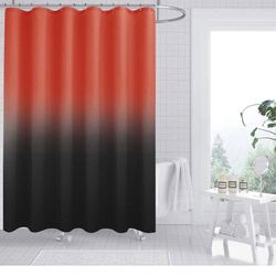 Waterproof Shower Curtains,2 Tones Ombre Fabric Shower Curtains with 12 Metal Grommets & Hooks,72’’x 72’’,Red & Black Gradient
