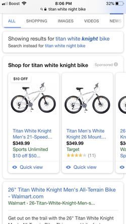 Titan white Knight Mountain Bike 26 inch