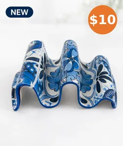 Prepara Taco Holder Blue Floral Design NIB