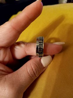 Unique Silver Piano Key Ring *Size11*