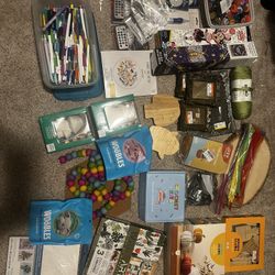 Tote Of Misc Craft Supplies