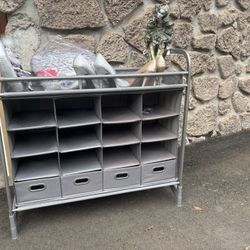 Multi-Compartment Storage Organizer with Industrial Frame