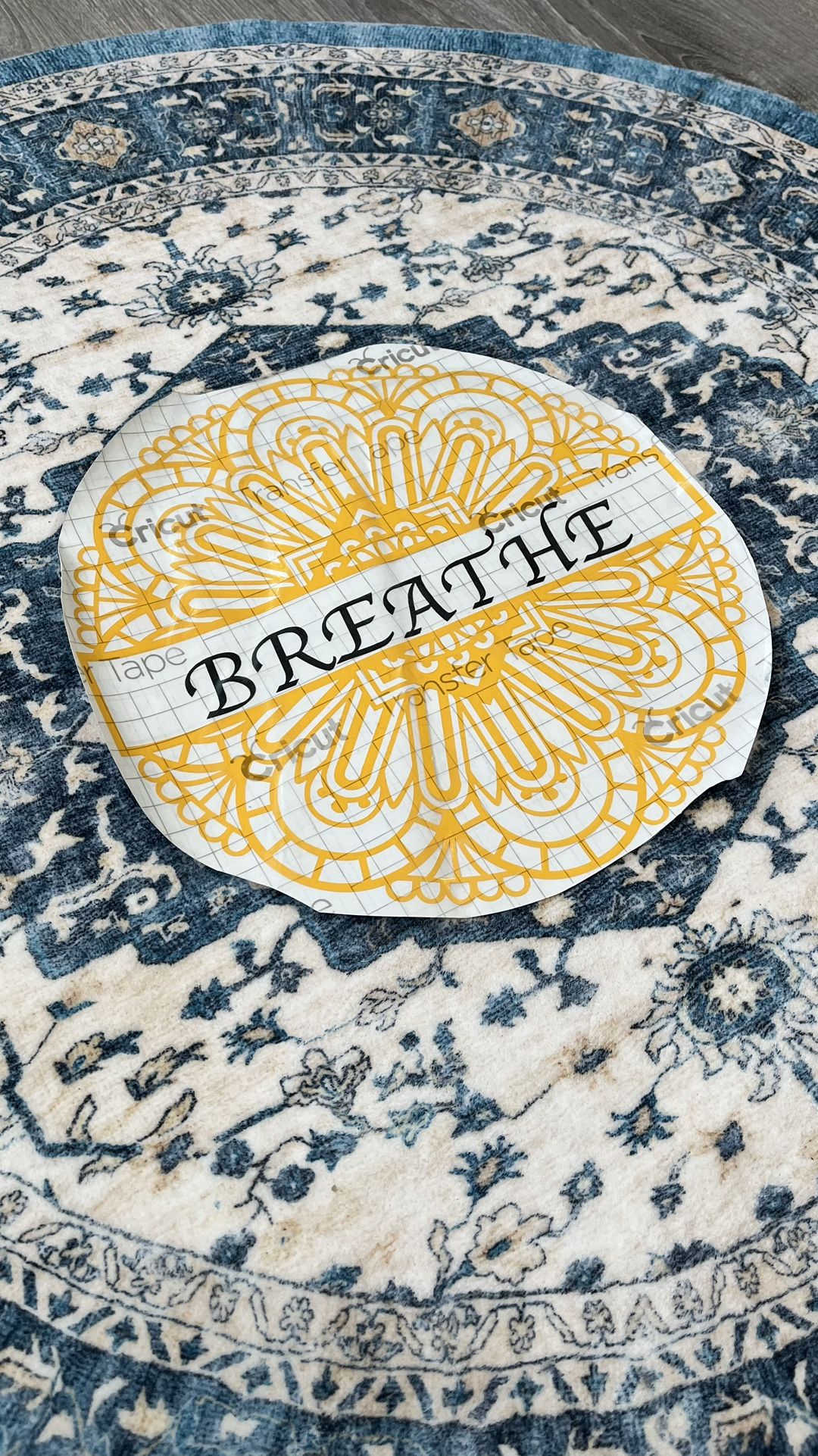 Cricut Breathe Yellow Black Large 11.5X11.5 Mandala Car Wall Decal Yoga Meditation Decor Room