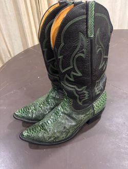 Green Snakeskin Leather Cowboy Boots