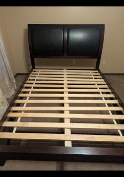 Queen Bed With Headboard, Bed Frame & Mattress