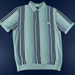 John Blair Men's Striped Short Sleeve Collared Shirt Size L