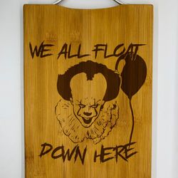 pennywise clown laser engraved bamboo high quality cuttingboard