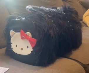 BRAND NEW fluffy black Hello Kitty Duffle Bag