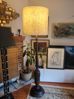 XL Solid Turned Wood Floor Lamp