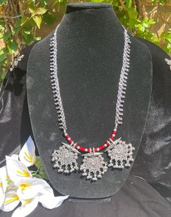 Ghungaroo Pendant Oxidized German Silver Necklace 