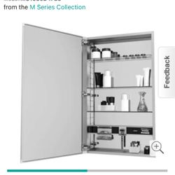Robern M Series 16" x 30" x 4" Flat Beveled Single Door Medicine Cabinet with Left Hinge and Magnetic Organization Model:MC1630D4FBL