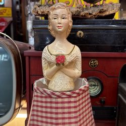 Vintage Chalkware Wedding Bride Bust Lamp Shade 