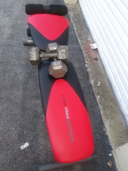 Weider pro incline situp bench w/25lb dumbells