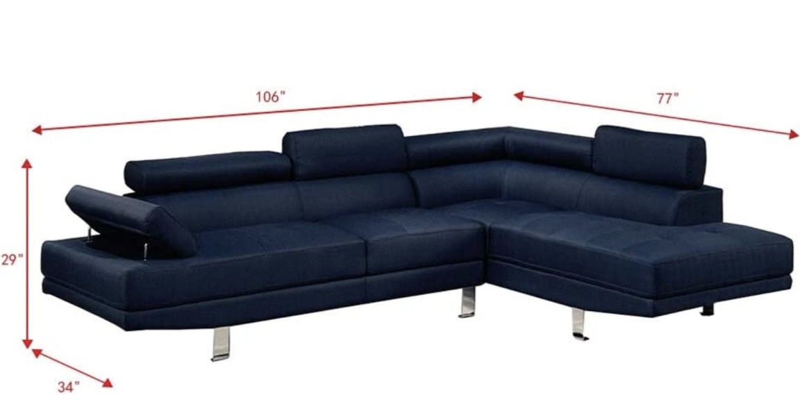 Sectional Sofa - Dark Blue Color (Linen)