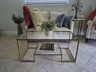 Gold Frame Glass Top Coffee Table