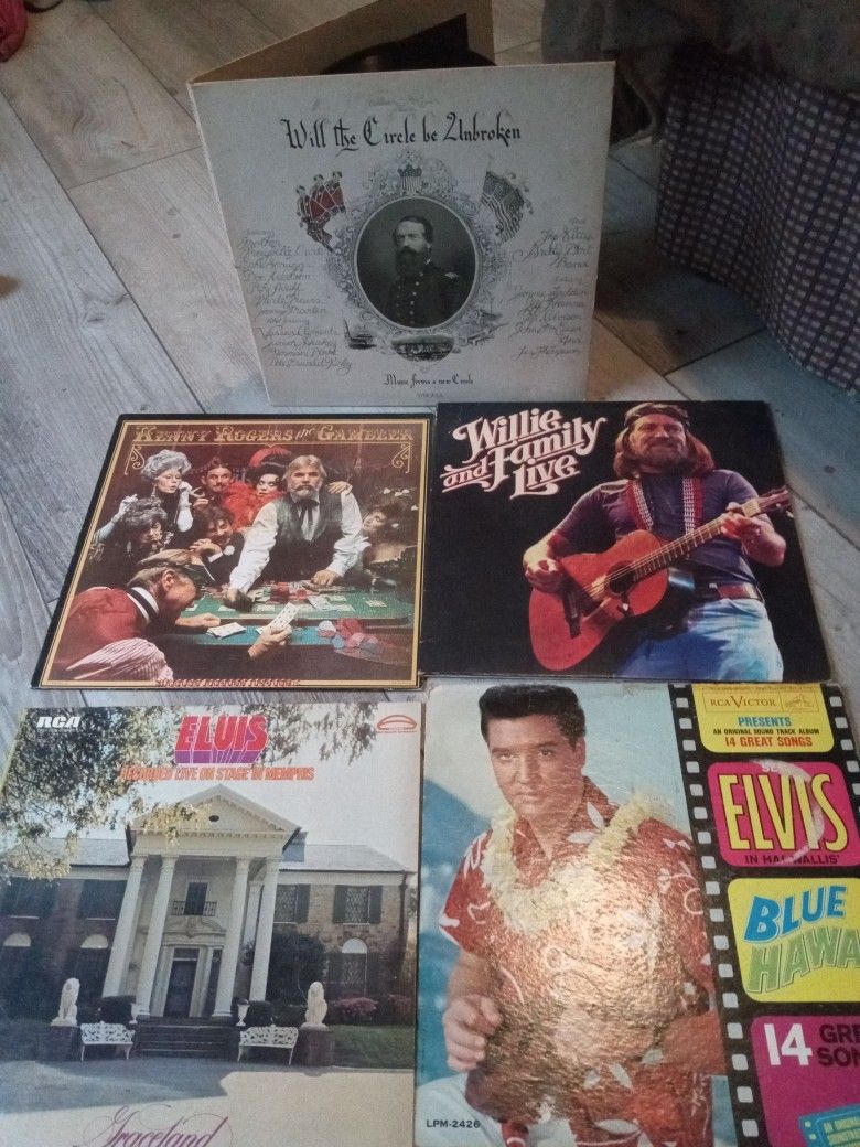Elvis Presley, Willy Nelson, And Kenny Rogers Records