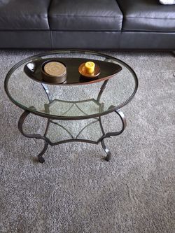 Round Glass Top Coffee Table and end table