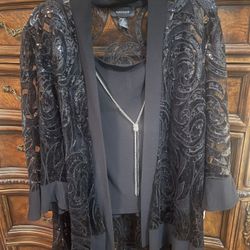 New With Tag R & M Richards Sequin Top Jacket 16 XL Black