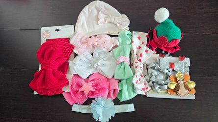 Baby Girl Headband and Hat Bundle