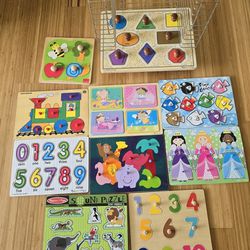 Baby Toddler Wooden Puzzle Bundle With Rack