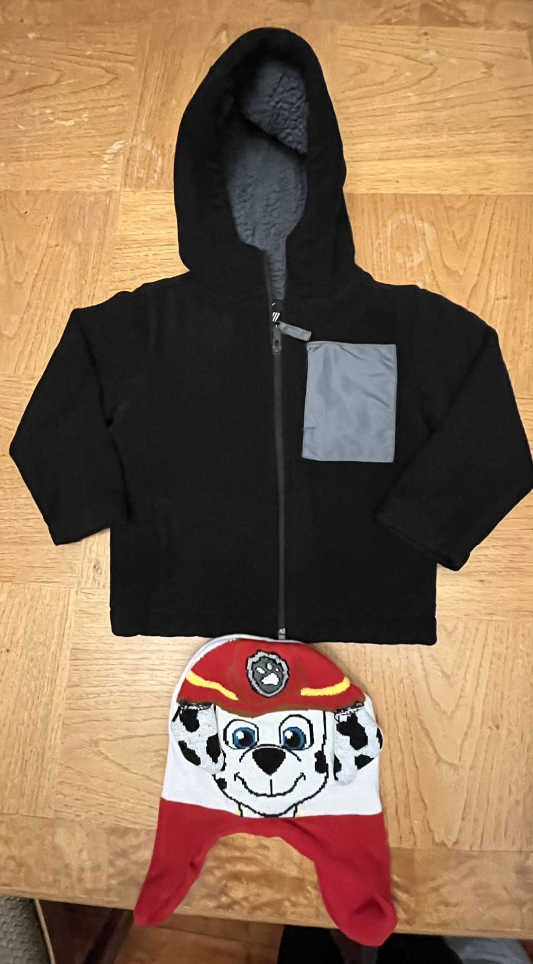 Boys 3T Fleece Sherpa Lined Coat & Paw Patrol Hat