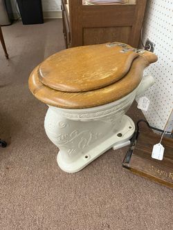 Antique White Porcelain Ornate Toilet