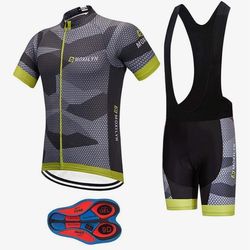 Brand new Men's Quick-Dry Cycling Jersey Set Road Bike Bicycle Shirt + Bib Shorts with 9D Gel Pad MTB Riding Clothing Kit
