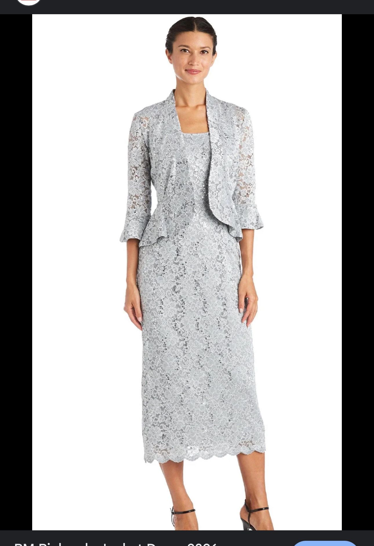 RM Richards Silver Jacket Dress Size 14