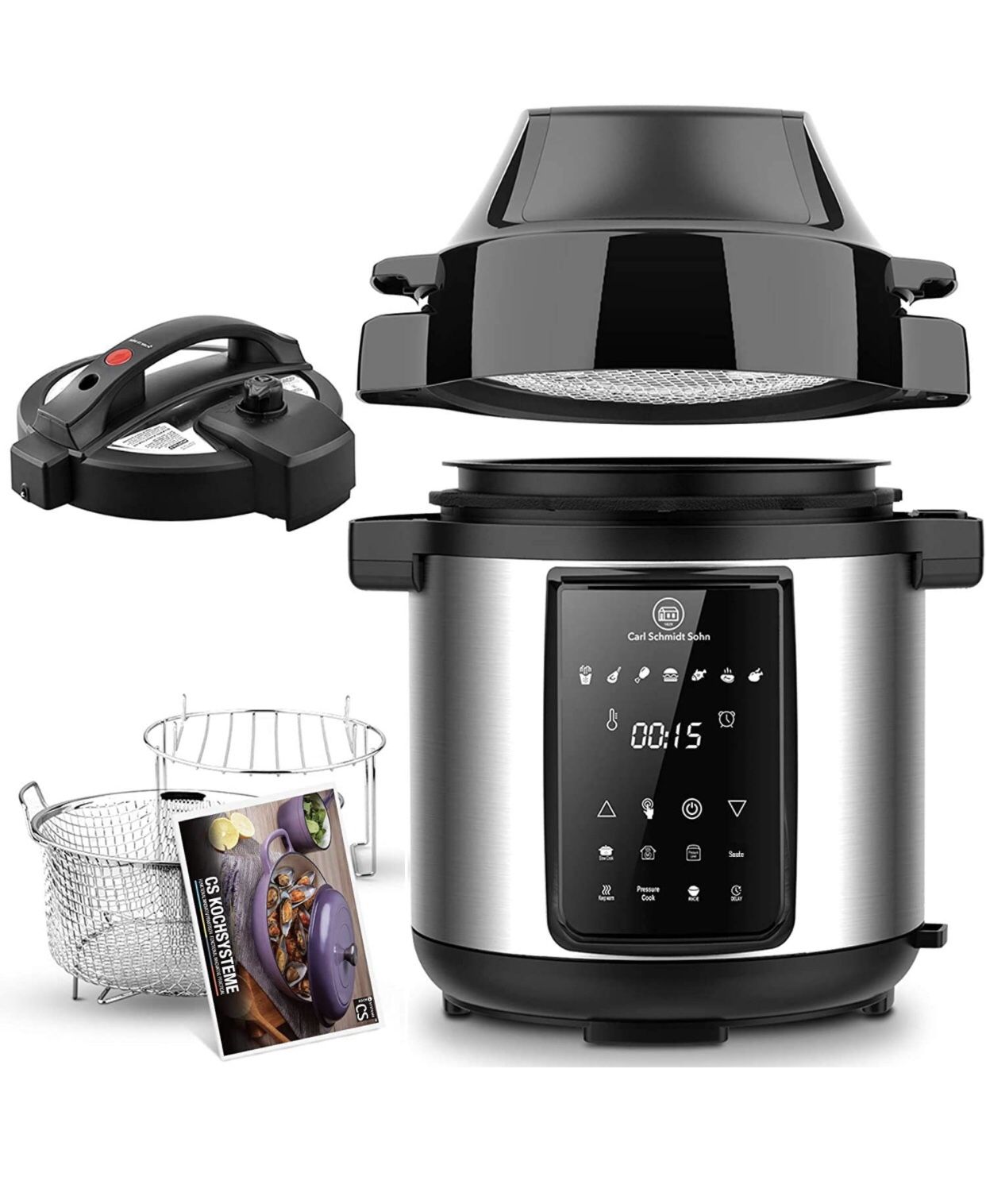 6Qt Pressure Cooker Air Fryer Combo All in One Multi Cooker with