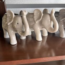 Ceramic White & Gray Elephant Planters