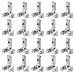20pcs/lot 1" x 1" Aluminum Extrusion Profiles 1010 Series L-Shape Interior Corner Connector Joint Bracket with Screws for 10x10 Aluminum Profile 1 Inc