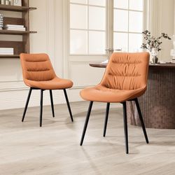 Modern Dining Chairs Set of 2 Upholstered Dining Room Chairs Kitchen Chairs Faux Leather Accent Chair Comfy Side Chair for Bedrooms Waiting Living Roo