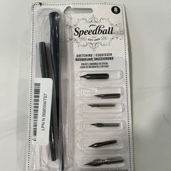 Speedball Sketching Set with Penholders and Pens, Set of 8 (SB2964), Black