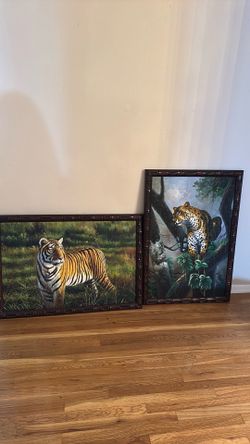 Tiger  Leopard Cheetah wall art  set of two. Jungle. Wilderness. Wildlife.