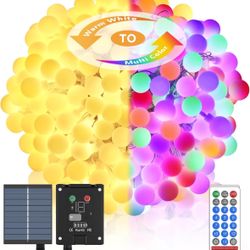 55FT Solar Color-Changing String Lights 100LED, 1200mAh, 13 modes, IP67 light with timer