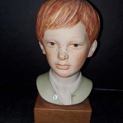 vintage CYBIS ‘Jeremy’ Bisque Porcelain Child Bust Sculpture by Dorothy Campbell 