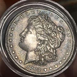  1884 Morgan Silver Dollar with Toning NO MINT MARK